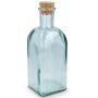 InSideOut Vierkante Gerecycled glas Waterfles ReuuZ met kurkstop 500ml - Transparant
